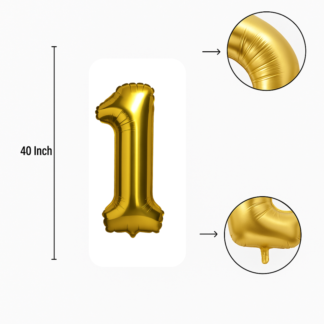 Gold Number 1 Balloon (40 inch) Giant Foil Helium Balloon for Birthdays & Party Decorations