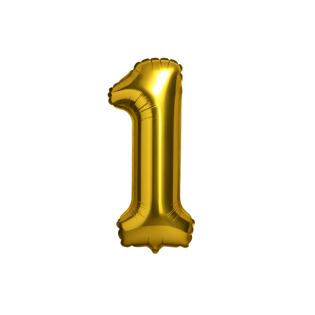 Gold Number 1 Balloon (40 inch) Giant Foil Helium Balloon for Birthdays & Party Decorations