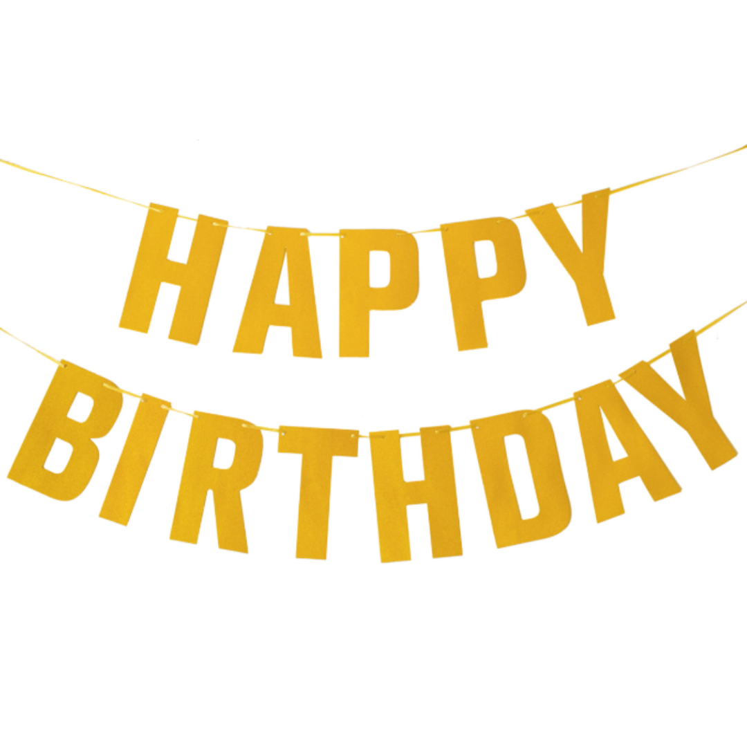 happy birthday banner bunting gold and party decoration