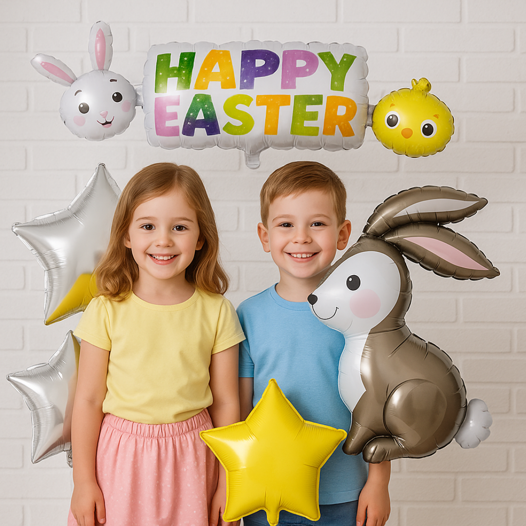 32 inch Easter foil balloon – bunny and chick sign for egg hunt & school events