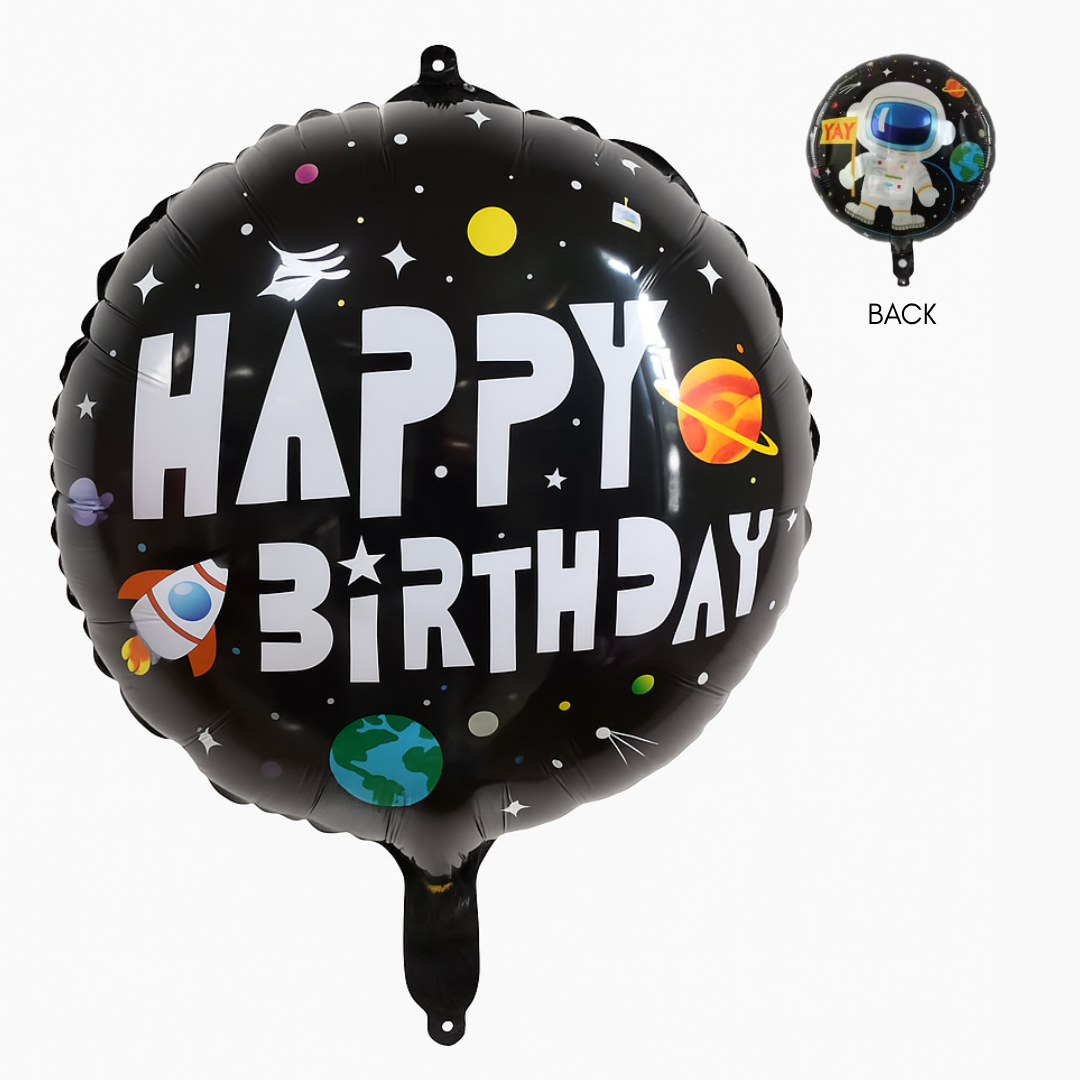space happy birthday foil balloon astronaut party decoration UK

round 18 inch space birthday balloon with planets and stars