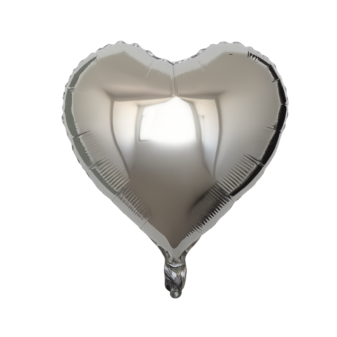 Heart Foil Balloon Silver – 18" Metallic Party Decoration