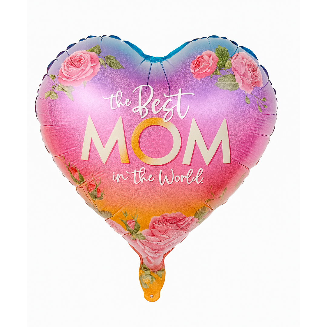 Heart Foil Balloon Best Mom in the World – 18 Inch Mother’s Day Decoration