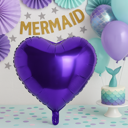 Heart Foil Balloon Purple – 18" Metallic Romantic Party Decoration