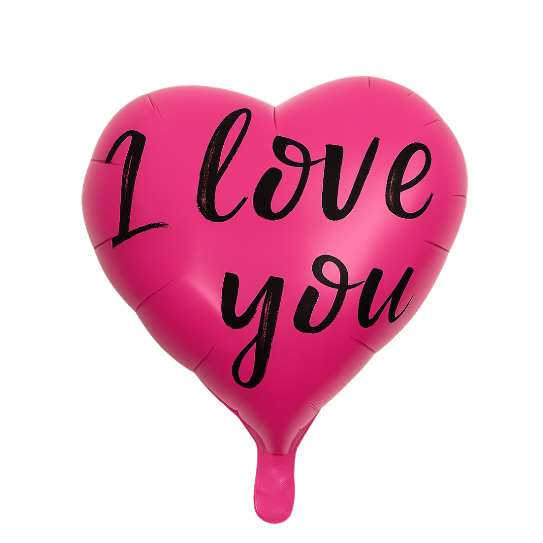 "I Love You" Heart Foil Balloon – Pink or Black – Romantic Party Decoration