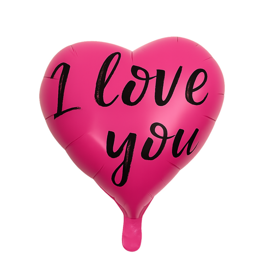 "I Love You" Heart Foil Balloon – Pink or Black – Romantic Party Decoration