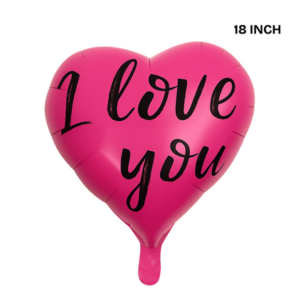 "I Love You" Heart Foil Balloon – Pink or Black – Romantic Party Decoration