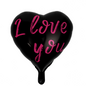 "I Love You" Heart Foil Balloon – Pink or Black – Romantic Party Decoration