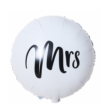 White 18 inch “Mrs” round foil balloon – bridal party decor