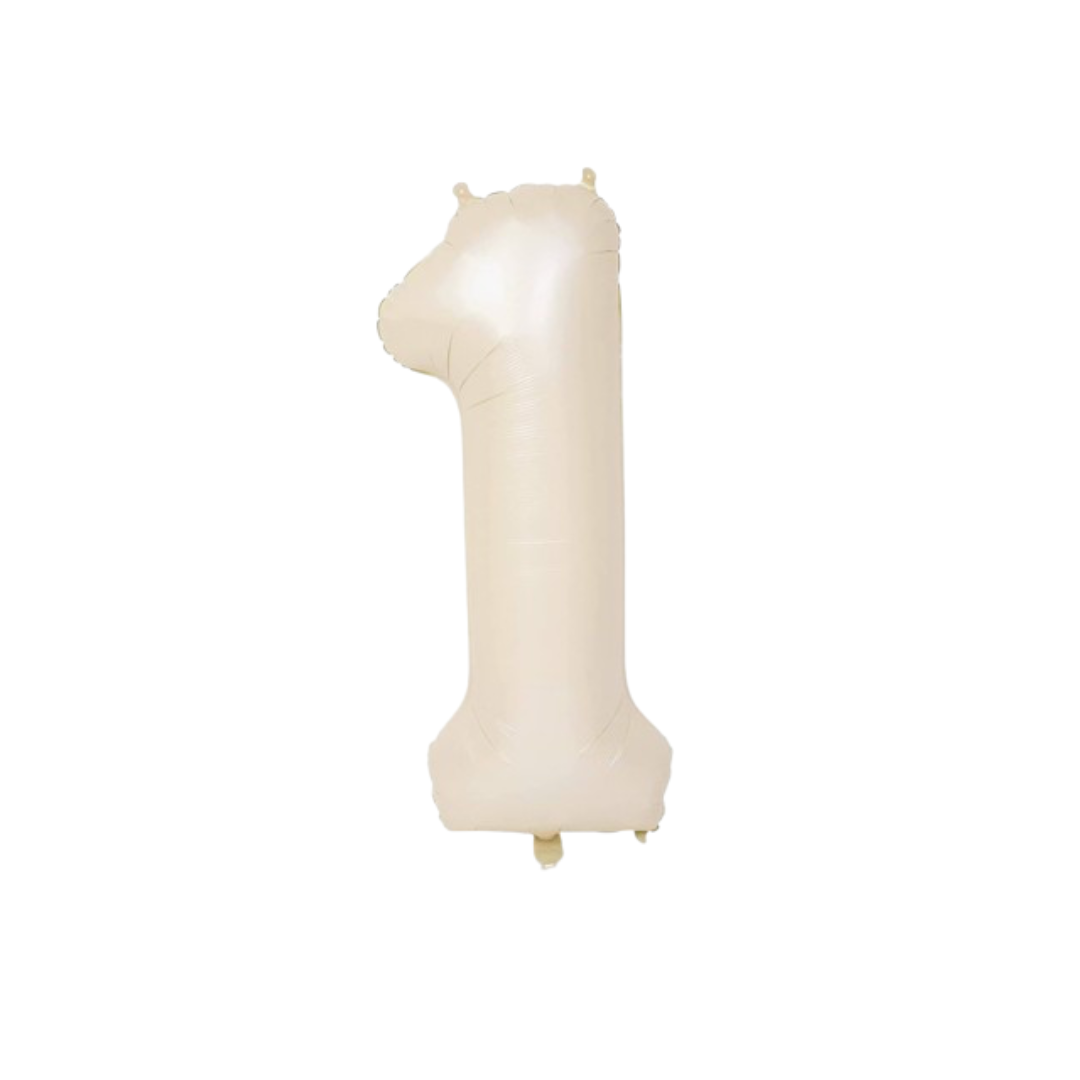 Beige number 1 balloon UK – giant 40 inch neutral cream foil 1st birthday decoration
