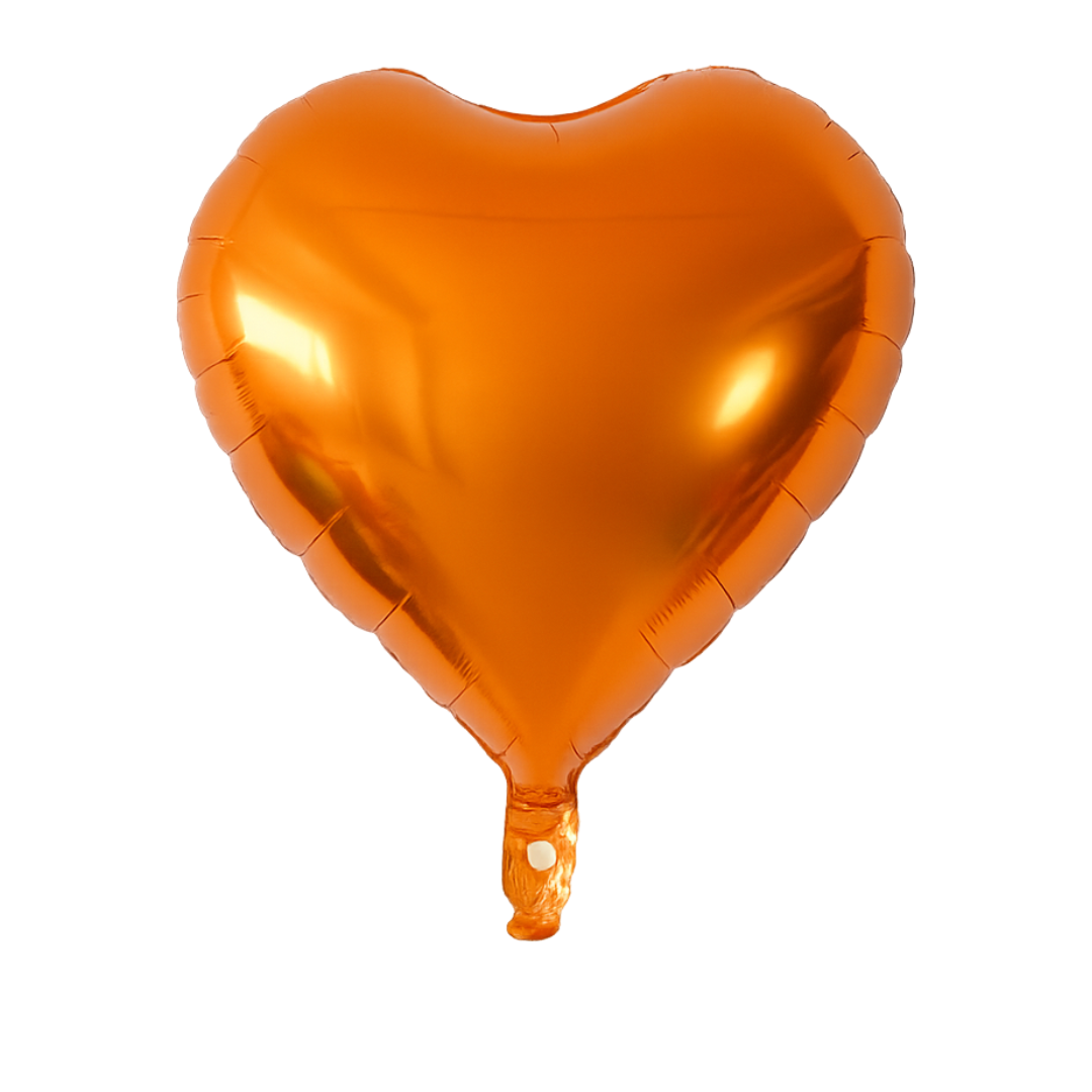 Orange Metallic Heart Foil Balloon 18" – Love Party Helium/Air Decoration