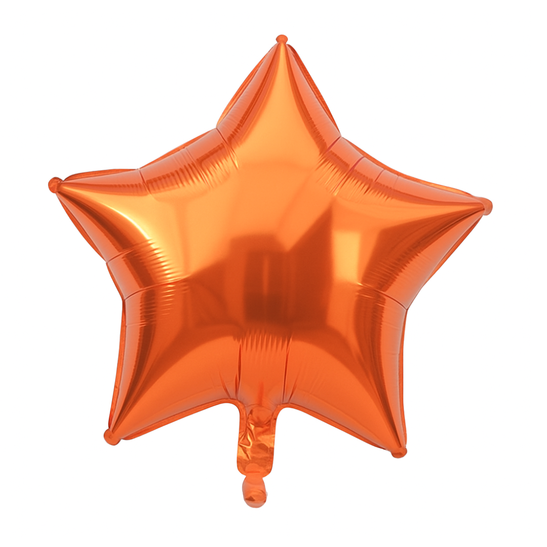 Orange Star Foil Balloon – 18 Inch | Helium or Air | Birthday & Party Decoration