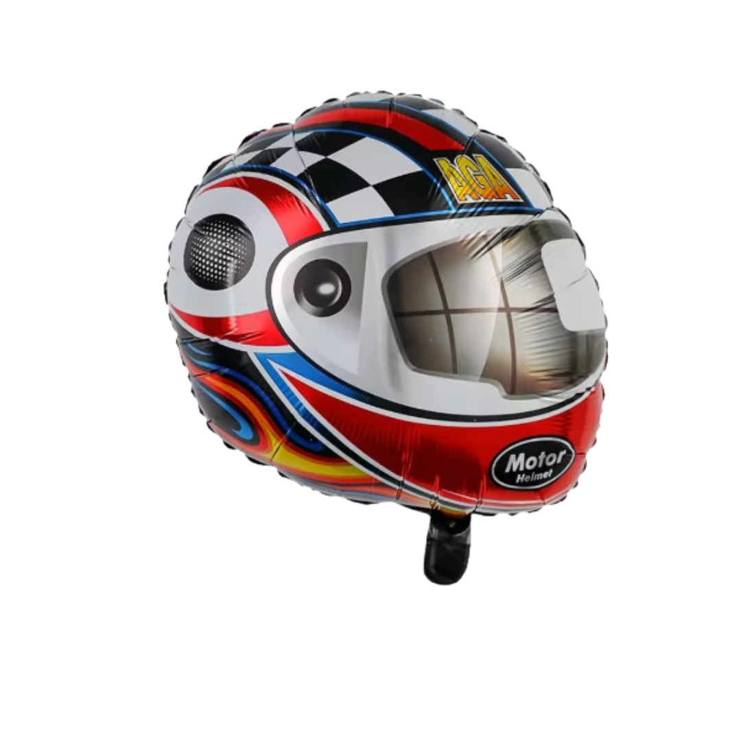 Racing Helmet Foil Balloon – Motorbike Party Decoration for Kids