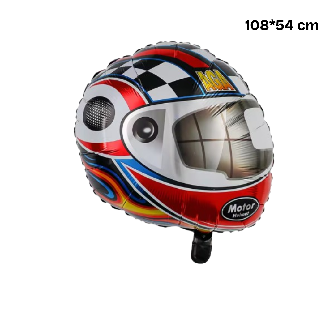 Racing Helmet Foil Balloon – Motorbike Party Decoration for Kids