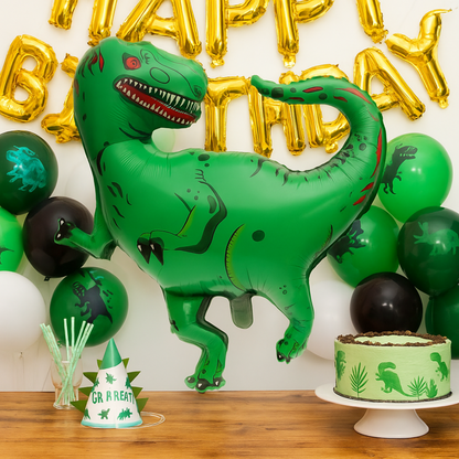 Giant Green Dinosaur Foil Balloon – T-Rex Birthday Party Decoration