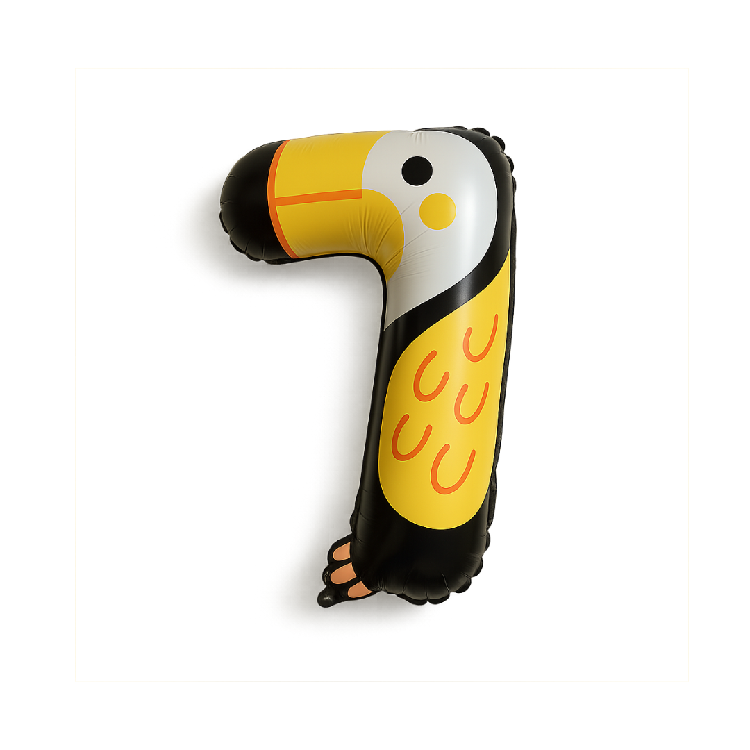 Toucan Number 7 Balloon – 40 Inch Foil Jungle Animal Birthday Decoration for Kids