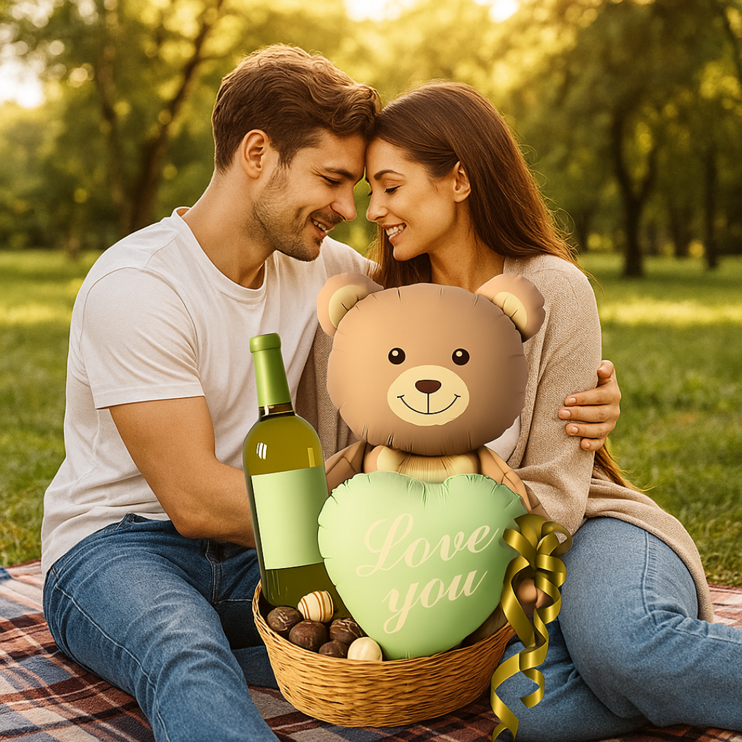 Teddy Bear Balloon with Green Heart "Love You" – Cute Foil Balloon for Baby Showers, Birthdays & Romantic Gifts
