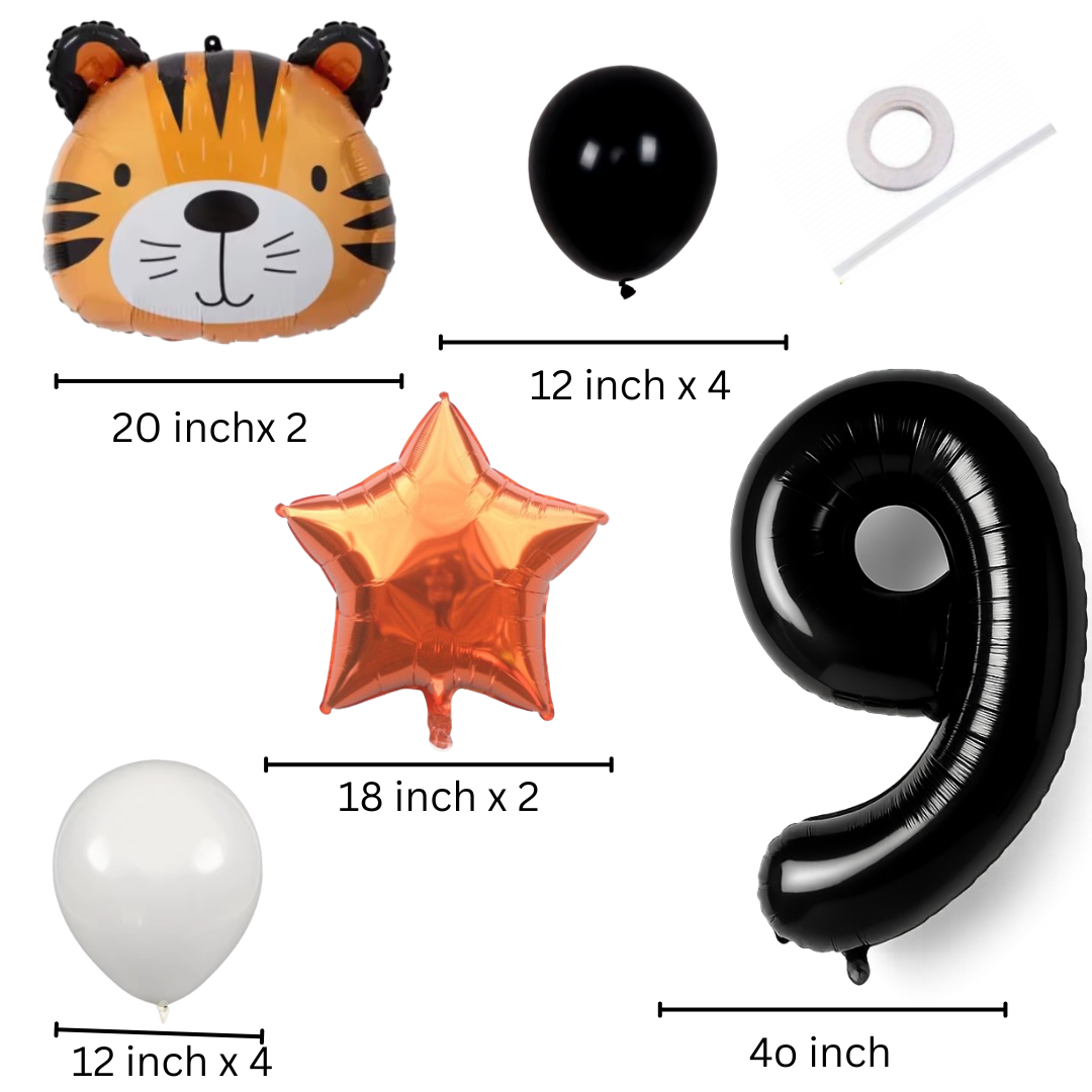 Tiger Balloon Decoration Set Jungle Safari Birthday Party Baby Shower Zoo Animal Balloons Helium Air Large Pack