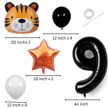 Tiger Balloon Decoration Set Jungle Safari Birthday Party Baby Shower Zoo Animal Balloons Helium Air Large Pack