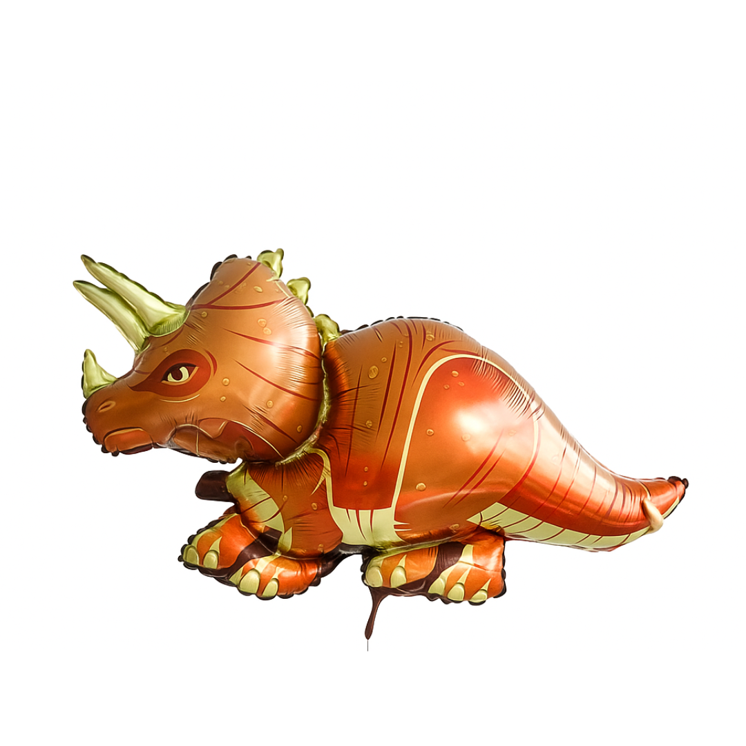 Triceratops Dinosaur Balloon – Brown Foil Dino Party Decoration for Kids’ Birthdays