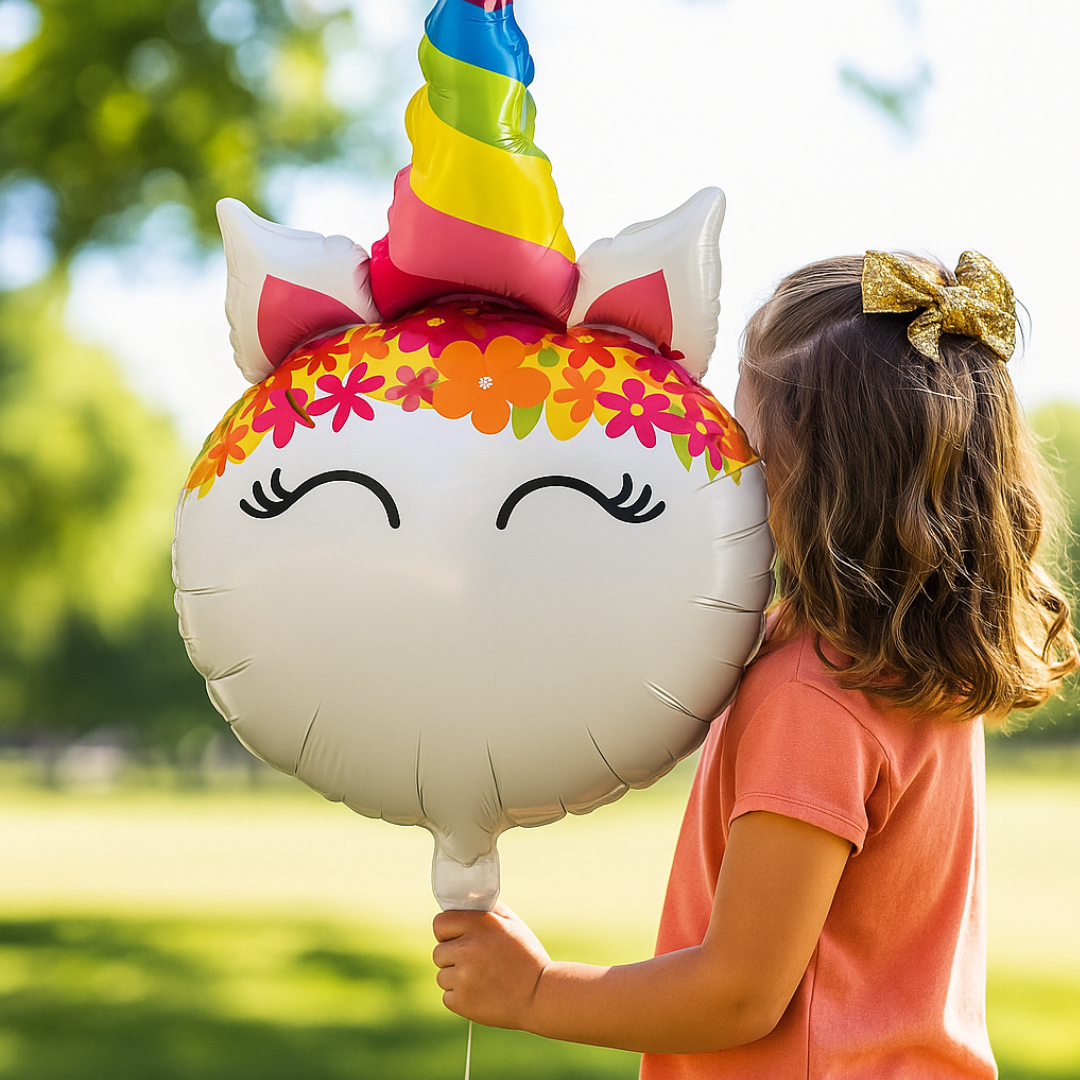 Unicorn Face Balloon 34" – Rainbow Foil Balloon for Party Decorations Theme