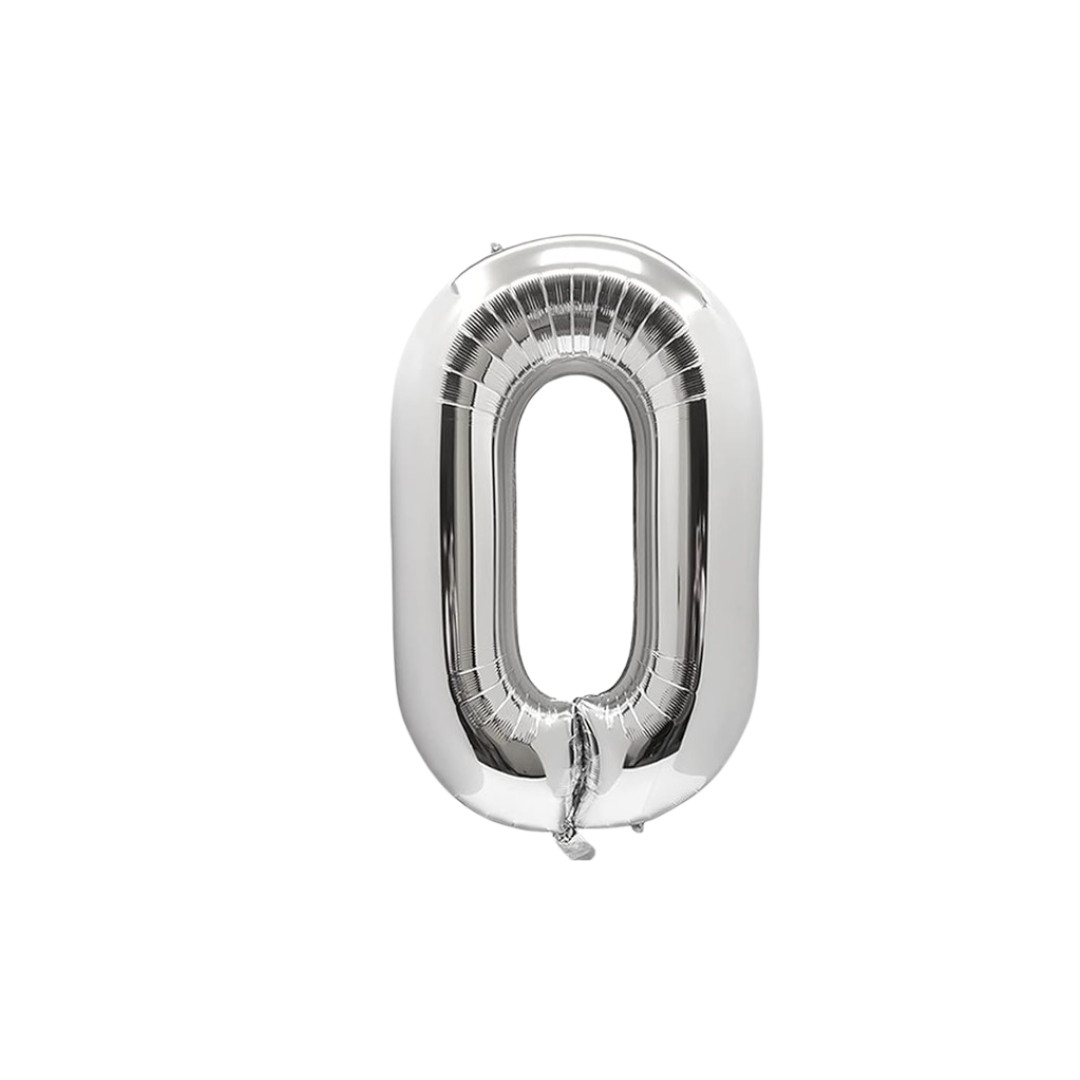 40" Silver Number 0 Balloon – Giant Foil Helium Balloon for Birthday Parties & Baby Showers