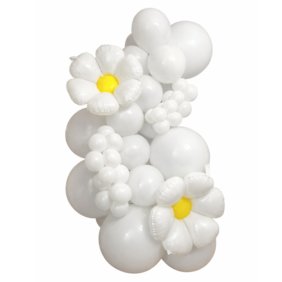 White Daisy Balloon Garland Kit | Elegant Party Decoration with Flower Balloons | Wedding, Birthday, Baby Shower Decor