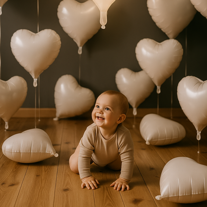 White Heart Foil Balloon – 18 Inch – Elegant Wedding & Party Decoration – Helium or Air Fill