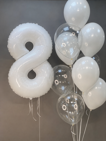 White 40" Number 8 Foil Balloon – Giant Birthday Party Decoration