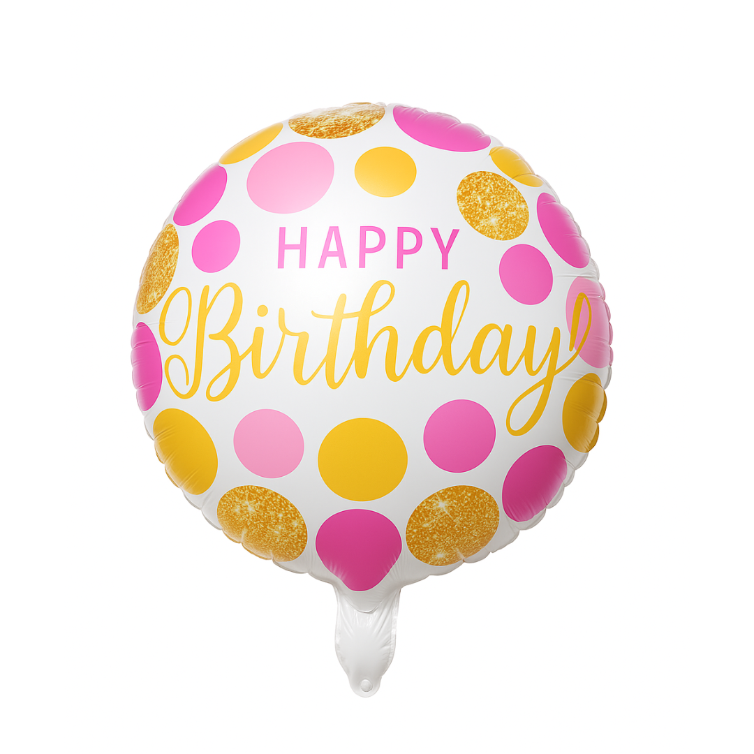 Happy Birthday Foil Balloon – Round or Oval Helium Balloon with Colorful Design