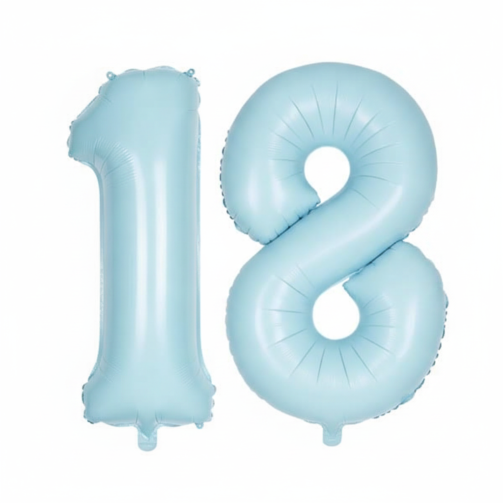 Baby Blue 18th birthday number balloons 40 inch foil set