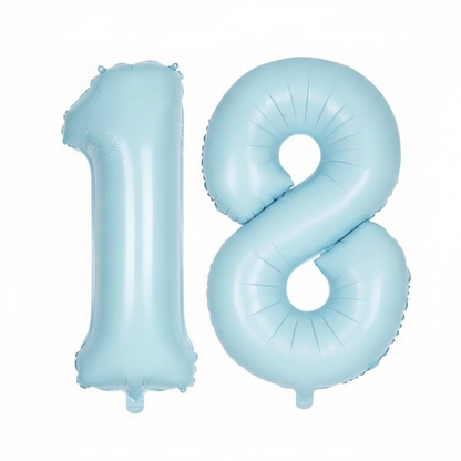 Baby Blue 18th birthday number balloons 40 inch foil set