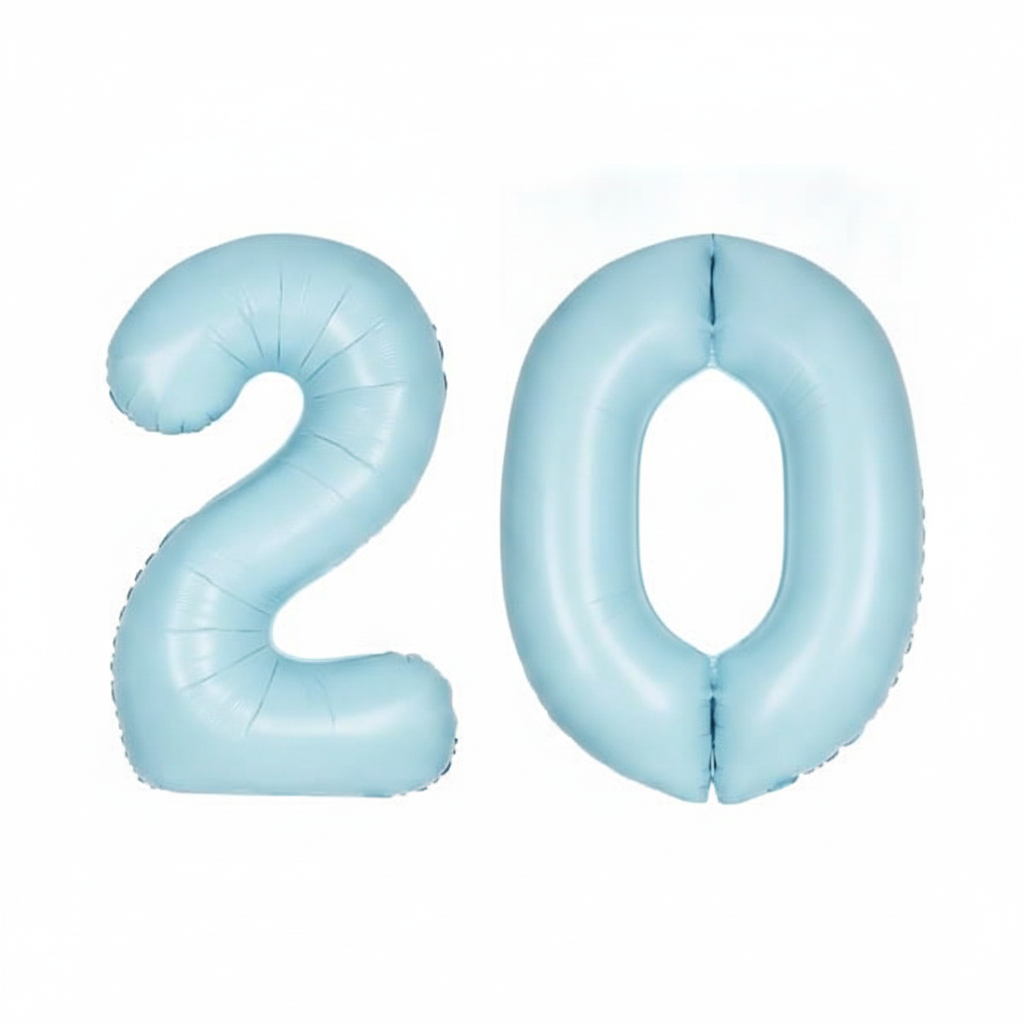 Baby Blue 20th birthday number balloons 40 inch foil set