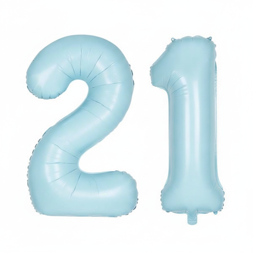 Baby Blue 21st birthday number balloons 40 inch foil set