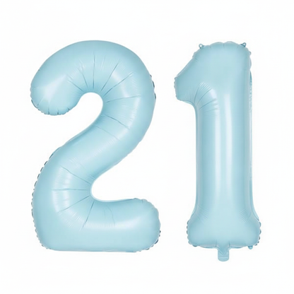 Baby Blue 21st birthday number balloons 40 inch foil set