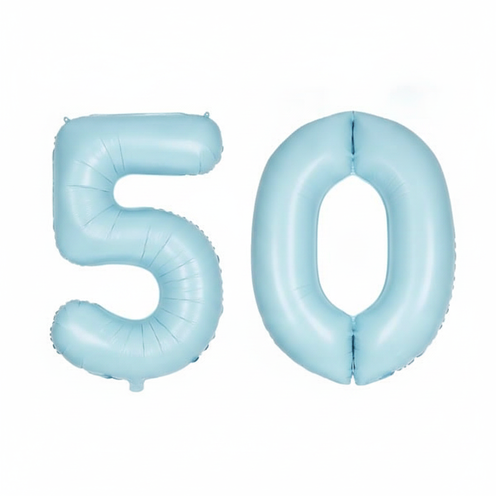 Baby Blue 50th birthday number balloons 40 inch foil set