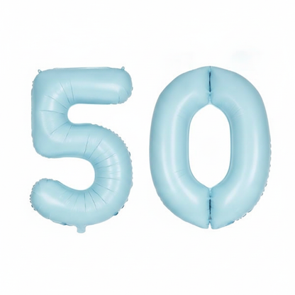 Baby Blue 50th birthday number balloons 40 inch foil set
