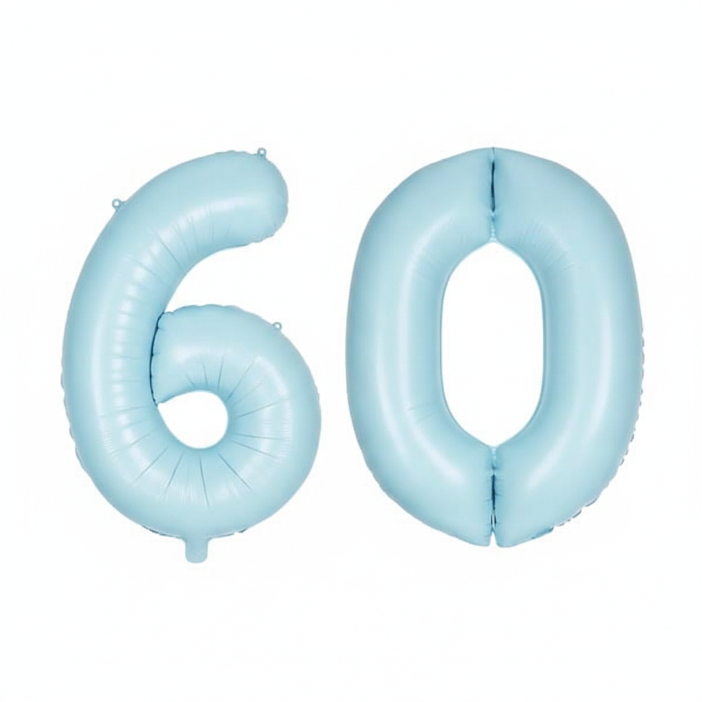 Baby Blue 60th birthday number balloons 40 inch foil set