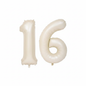Beige 16th birthday number balloons 40 inch foil set