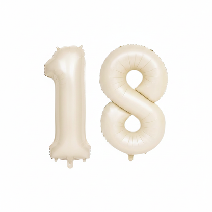 Beige 18th birthday number balloons 40 inch foil set