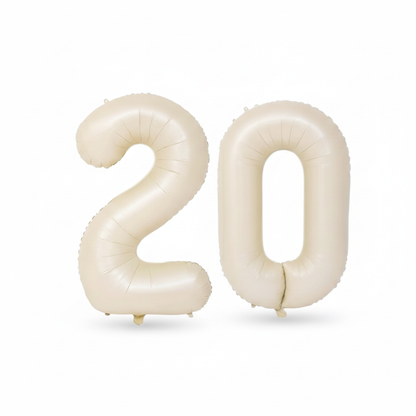 Beige 20th birthday number balloons 40 inch foil set