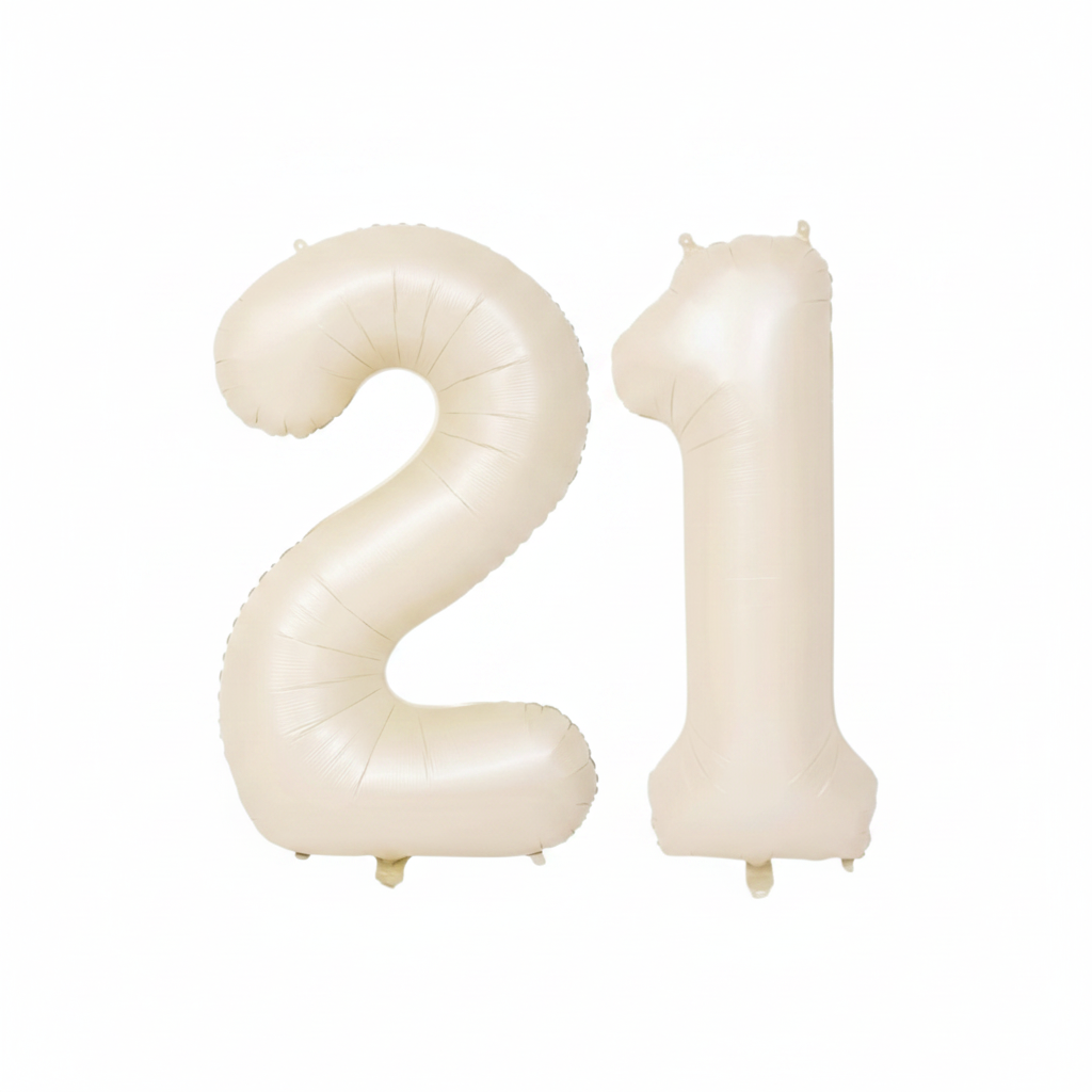 Beige 21st birthday number balloons 40 inch foil set