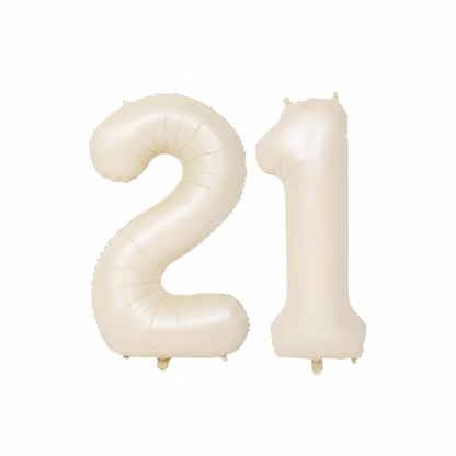 Beige 21st birthday number balloons 40 inch foil set