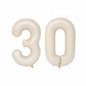 Beige 30th birthday number balloons 40 inch foil set