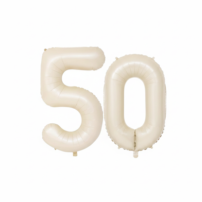 Beige 50th birthday number balloons 40 inch foil set