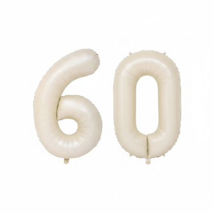 Beige 60th birthday number balloons 40 inch foil set