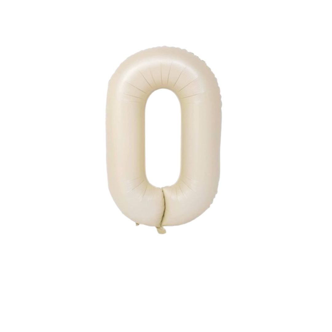 Beige number 0 balloon UK – giant 40 inch neutral cream foil party decoration