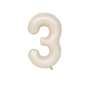 Beige number 3 balloon UK – giant 40 inch neutral cream foil 3rd birthday decoration