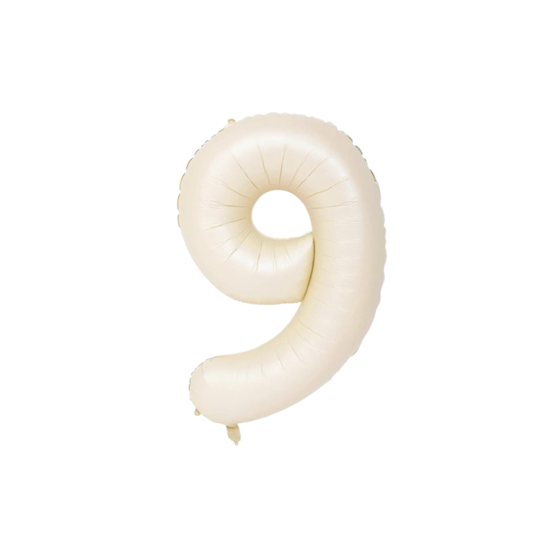 Beige number 9 balloon UK – giant 40 inch neutral cream foil 9th birthday decoration
