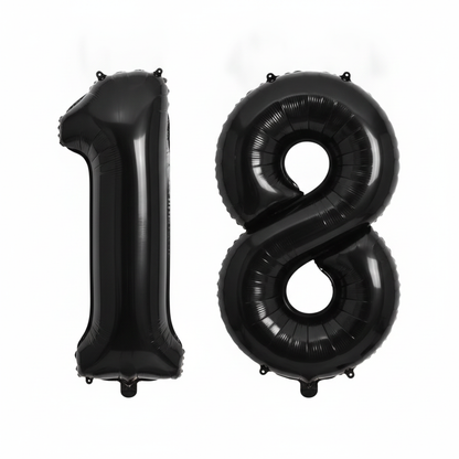 Black 18th birthday number balloons 40 inch foil set